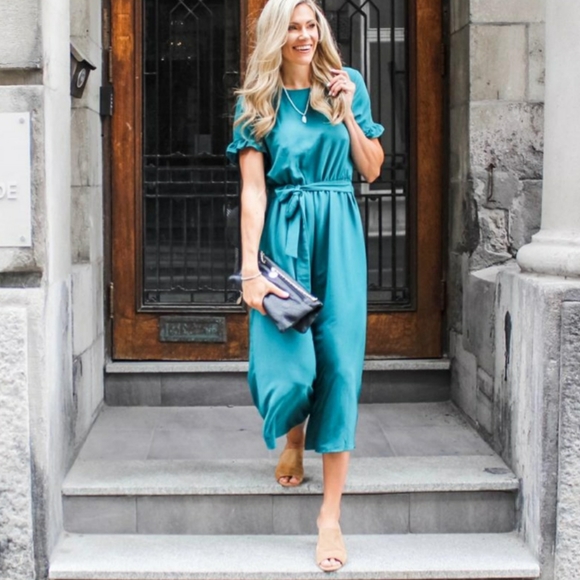Emerald Green Jumpsuit (ankle) - Picture 2 of 4